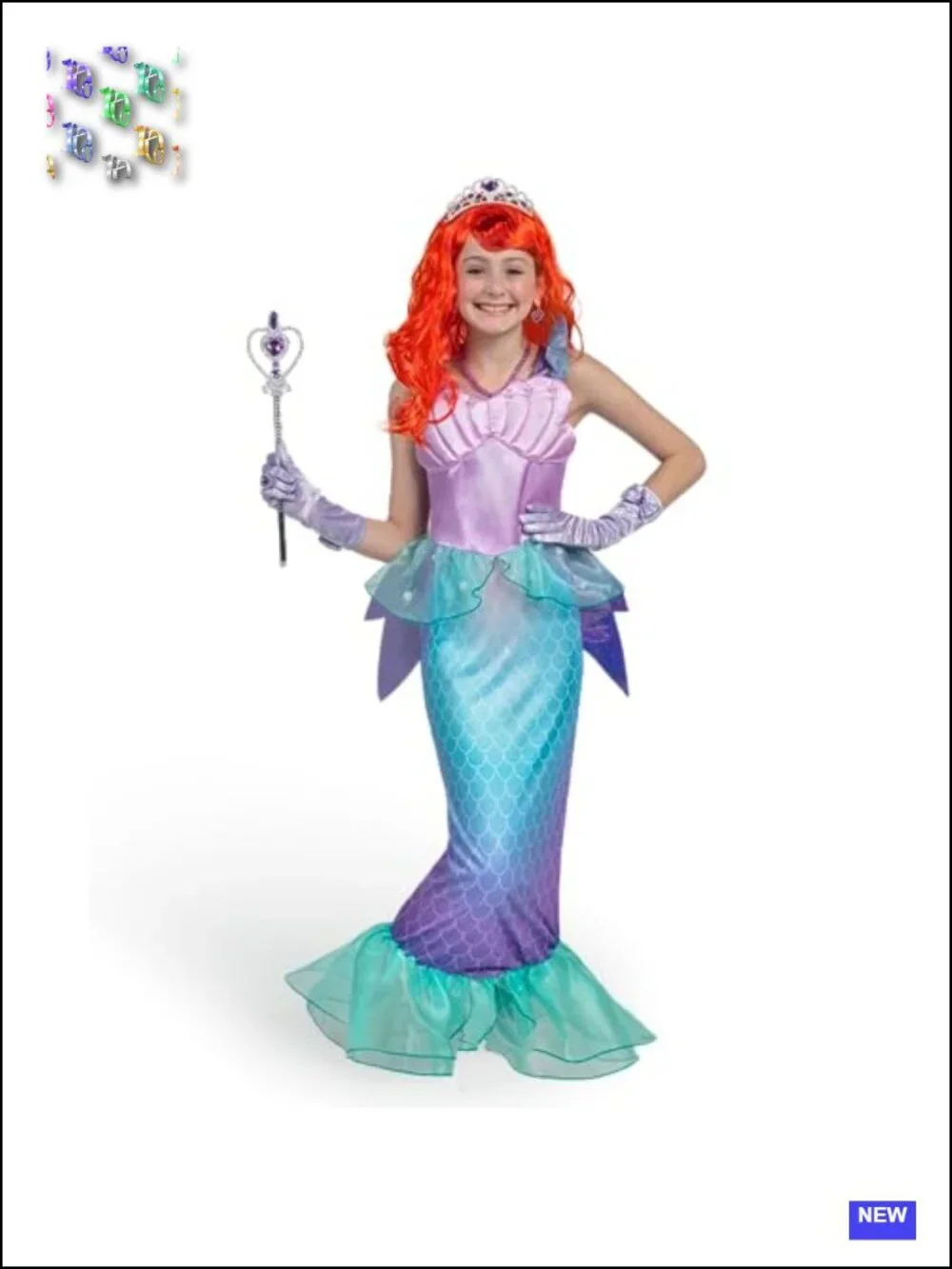 Little Mermaid Costume for Girls Ages 5-7 - 10 Piece Princess Dress Up Set with